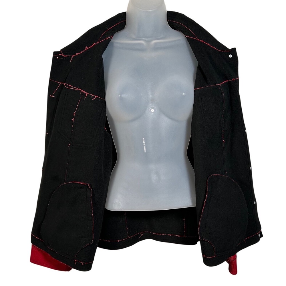 Denim & Co Womens Red Corduroy Trucker Jacket Contrast Collar Raw Hem Western XL - Picture 7 of 8
